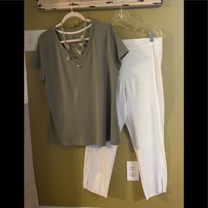 Patti’s Outfit-Express Necklace, JJill pants, tees